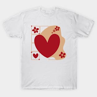 Red flowers with a heart shape T-Shirt